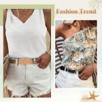 WOWOGO Straw Woven Rattan Wide Stretch Straw Belt Boho Braided Belts for Women