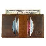 Hide & Drink, Bifold Wallet with Extra Layer, Slim, Thin Accessory For Pocket or Bag, Store Money, Cards & Cash, Full Grain Leather, Handmade, Bourbon Brown
