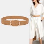 WOWOGO Straw Woven Rattan Wide Stretch Straw Belt Boho Braided Belts for Women