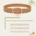 WOWOGO Straw Woven Rattan Wide Stretch Straw Belt Boho Braided Belts for Women
