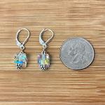 Leverback 8mm Clear AB Cube Austrian Crystals Handmade Drop 925 Sterling Silver Earrings for Women