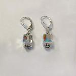 Leverback 8mm Clear AB Cube Austrian Crystals Handmade Drop 925 Sterling Silver Earrings for Women