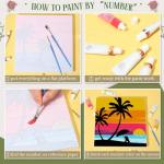 Nezyo 12 Sets Paint by Numbers with Frame for Adult Beginners Canvas, DIY Acrylic Paint by Number Canvas for Painting Party and Classroom Activity and Gift for Birthday, 8 x 8 Inch(Summer)