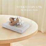 Rustic Wood Chain Link for Home Decor, Handmade Carved 3 Link Wood Knot & Wood Beads, Natural Boho Farmhouse Table Decor, Best Housewarming Gifts (8.7inch)