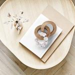 Rustic Wood Chain Link for Home Decor, Handmade Carved 3 Link Wood Knot & Wood Beads, Natural Boho Farmhouse Table Decor, Best Housewarming Gifts (8.7inch)