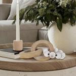 Rustic Wood Chain Link for Home Decor, Handmade Carved 3 Link Wood Knot & Wood Beads, Natural Boho Farmhouse Table Decor, Best Housewarming Gifts (8.7inch)