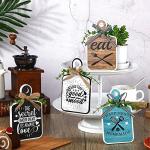 4 Pieces Rustic Wooden Kitchen Cutting Board Eat Sign Decor Farmhouse Tiered Tray Decor Happiness Is Homemade Wood Wall Art Hanging Sign for Home Kitchen Dining Living Room Cafe (Tableware Style)