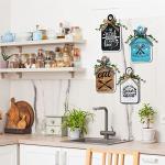 4 Pieces Rustic Wooden Kitchen Cutting Board Eat Sign Decor Farmhouse Tiered Tray Decor Happiness Is Homemade Wood Wall Art Hanging Sign for Home Kitchen Dining Living Room Cafe (Tableware Style)