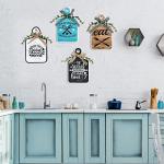4 Pieces Rustic Wooden Kitchen Cutting Board Eat Sign Decor Farmhouse Tiered Tray Decor Happiness Is Homemade Wood Wall Art Hanging Sign for Home Kitchen Dining Living Room Cafe (Tableware Style)