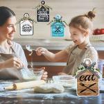 4 Pieces Rustic Wooden Kitchen Cutting Board Eat Sign Decor Farmhouse Tiered Tray Decor Happiness Is Homemade Wood Wall Art Hanging Sign for Home Kitchen Dining Living Room Cafe (Tableware Style)