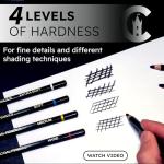 Urbify Charcoal Château - 24 Professional Charcoal Pencils - Four Hardness Levels - Perfect for Rich Shading, Sketching, Drawing & Art (24PCs)