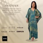 iynta Plus Size Kaftan Dresses for Women, Caftans for Women Loungewear - Handmade Women's Fashion, Mothers Day Gifts for Mom, Tie-Dyed Maxi Dress for Beach & Night Out - 50 in., Green w/Black