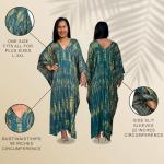 iynta Plus Size Kaftan Dresses for Women, Caftans for Women Loungewear - Handmade Women's Fashion, Mothers Day Gifts for Mom, Tie-Dyed Maxi Dress for Beach & Night Out - 50 in., Green w/Black