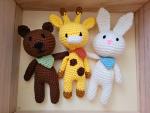 Crochet Bunny, Teddy Bear And Giraffe, Set of 3,Amigurumi Crochet Animal,Baby And Child Gift,Photo Prop,Baby Shower, Kids Stuffed Toy