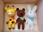 Crochet Bunny, Teddy Bear And Giraffe, Set of 3,Amigurumi Crochet Animal,Baby And Child Gift,Photo Prop,Baby Shower, Kids Stuffed Toy