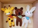 Crochet Bunny, Teddy Bear And Giraffe, Set of 3,Amigurumi Crochet Animal,Baby And Child Gift,Photo Prop,Baby Shower, Kids Stuffed Toy