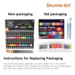 Shuttle Art Acrylic Paint Set, 30 x12ml Tubes Artist Quality Non Toxic Rich Pigments Colors Great for Kids Adults Professional Painting on Rocks Canvas Wood Clay Fabric Ceramic Crafts