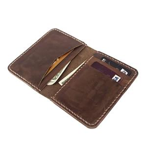 Handmade vintage Men's Minimalist Leather Wallet Card Holder Card Case Wallet Front Pocket Card Organizer(Brown)