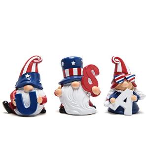Hodao 3 Pcs Patriotic Gnomes Decorations USA Stars and Stripes Elf Gifts Handmade Gnomes Ornaments Home Decorations USA Election Gnomes Figurines National Day Memorial Day Ornaments Decor