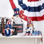 Hodao 3 Pcs Patriotic Gnomes Decorations USA Stars and Stripes Elf Gifts Handmade Gnomes Ornaments Home Decorations USA Election Gnomes Figurines National Day Memorial Day Ornaments Decor
