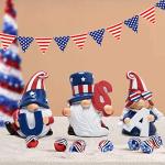 Hodao 3 Pcs Patriotic Gnomes Decorations USA Stars and Stripes Elf Gifts Handmade Gnomes Ornaments Home Decorations USA Election Gnomes Figurines National Day Memorial Day Ornaments Decor