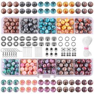 Glass Beads for Jewelry Making Kit, 8MM Bracelets Beads Making Set, Beading & Jewelry Necklace Making DIY Kit, with Spacer Beads for Adult DIY Bracelet Earrings Rings