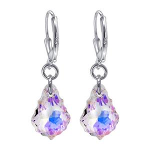 925 Sterling Silver Handmade Clear AB Austrian Crystals Drop Earrings for Women