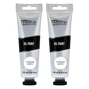 U.S. Art Supply Artists Oil Color Paint, Titanium White, 2 Extra-Large 100ml Tubes - Professional Grade, Excellent Tinting Strength, Mixable - Portrait Painting, Canvas, Wood Media - Student, Beginner