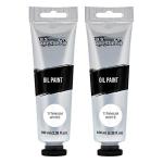 U.S. Art Supply Artists Oil Color Paint, Titanium White, 2 Extra-Large 100ml Tubes - Professional Grade, Excellent Tinting Strength, Mixable - Portrait Painting, Canvas, Wood Media - Student, Beginner