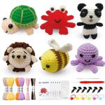 6Pcs Animal Crochet Kit, 2024 DIY Crochet Starter Kit for Beginners Adults and Kids , Crochet Set to Make Animals Dolls, Learn to Knitting Art Craft with Video Tutorials,Birthday Gift, Holiday Gift