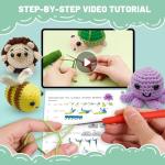 6Pcs Animal Crochet Kit, 2024 DIY Crochet Starter Kit for Beginners Adults and Kids , Crochet Set to Make Animals Dolls, Learn to Knitting Art Craft with Video Tutorials,Birthday Gift, Holiday Gift