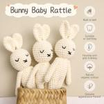 Baby Rattle Crochet White Bunny Doll Baby Toys Handmade Newborn Toy Early Development Grips Stuffed Animal Organic Rattle (Bunny Doll)