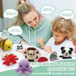 6Pcs Animal Crochet Kit, 2024 DIY Crochet Starter Kit for Beginners Adults and Kids , Crochet Set to Make Animals Dolls, Learn to Knitting Art Craft with Video Tutorials,Birthday Gift, Holiday Gift