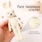 Baby Rattle Crochet White Bunny Doll Baby Toys Handmade Newborn Toy Early Development Grips Stuffed Animal Organic Rattle (Bunny Doll)