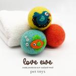Hustle & Blush Love Ewe Pet Supplies, Cat Toys 100% New Zealand Wool Felt Ball Toys for Cats, Kittens, Small Pets, Handmade Colorful Planet Friendly Cat Wool Balls (2in Round), Pack of 3, Fish/Bird