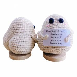 AGOGANDEDC Emotional Support Pickle Knitted Toy Handmade Emotional Support Pickled Cucumber Crochet Toys Positive Life Potato Desk Decor Funny Plush EDC Gadgets