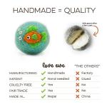 Hustle & Blush Love Ewe Pet Supplies, Cat Toys 100% New Zealand Wool Felt Ball Toys for Cats, Kittens, Small Pets, Handmade Colorful Planet Friendly Cat Wool Balls (2in Round), Pack of 3, Fish/Bird