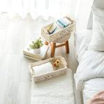 Mkono Macrame Storage Baskets Boho Decor Box Handmade Woven Decorative Countertop Toilet Tank Shelf Cabinet Organizer for Bedroom Livingroom Home, Set of 2, Ivory