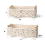 Mkono Macrame Storage Baskets Boho Decor Box Handmade Woven Decorative Countertop Toilet Tank Shelf Cabinet Organizer for Bedroom Livingroom Home, Set of 2, Ivory