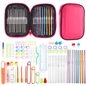 Dahuyoo Crochet Hooks Set For Home, 110 Piece Knitting & Crochet Supplies DIY Kits, Including Sewing Needles, for Needle for Beginners, and Seasoned Crochet Lovers