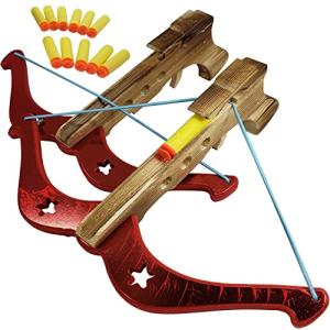 Adventure Awaits! - 2-Pack Handmade Wood Toy Crossbow Set - 12 Suction Darts - for Outdoor Play