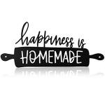 Funrous Kitchen Wall Art Decor Happiness Is Homemade Metal Sign Rustic Farmhouse Kitchen Decor Hanging Kitchen Decorative Signs and Plaques for Home Dining Garden Room 13.8 x 6.3 Inch (Black)