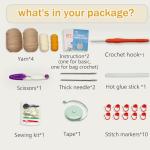 Uongeod Crochet Kit for Beginners Daisy Tote Bag DIY Knitting Kits of Daisy Tote Bag with Step-by-Step Video Tutorials Crochet Kit Beginners for Adults and Kids