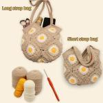 Uongeod Crochet Kit for Beginners Daisy Tote Bag DIY Knitting Kits of Daisy Tote Bag with Step-by-Step Video Tutorials Crochet Kit Beginners for Adults and Kids