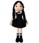 Tiny Things Wednesday Addams Style Handmade Crochet Knitted Doll, Halloween Accessory, Wednesday Addams Toy for Horror Lovers, Horror and Cuteness Together 12.6 inç