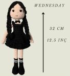 Tiny Things Wednesday Addams Style Handmade Crochet Knitted Doll, Halloween Accessory, Wednesday Addams Toy for Horror Lovers, Horror and Cuteness Together 12.6 inç