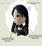 Tiny Things Wednesday Addams Style Handmade Crochet Knitted Doll, Halloween Accessory, Wednesday Addams Toy for Horror Lovers, Horror and Cuteness Together 12.6 inç