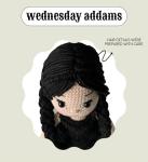 Tiny Things Wednesday Addams Style Handmade Crochet Knitted Doll, Halloween Accessory, Wednesday Addams Toy for Horror Lovers, Horror and Cuteness Together 12.6 inç