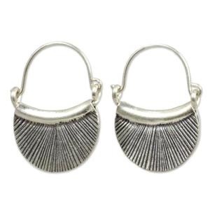 NOVICA Artisan Handmade Silver Hoop Earrings Fine No Stone Thailand [1 in L x 0.9 in W] 'Diva'