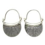 NOVICA Artisan Handmade Silver Hoop Earrings Fine No Stone Thailand [1 in L x 0.9 in W] 'Diva'